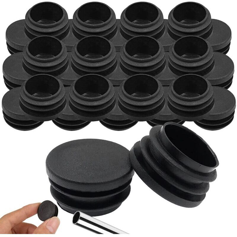 30 Stück runde Endkappen aus Kunststoff – für Stahlrohre, Tische, Stühle, Möbel, Gehstöcke, Metallhalterung, schwarz, 30 x 17 mm