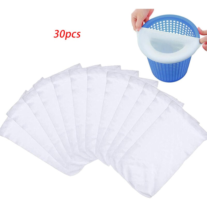 30 Stück Schwimmbad-Skimmerfilter, wiederverwendbarer, ultrafeiner Netz-Sockenfilter für Pool, Spa, Spa, entfernt Gras, Blätter, Öl, Pollen, Insekten