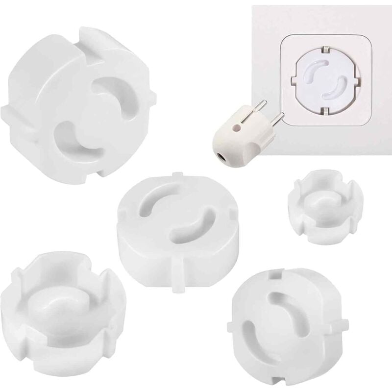 30 Stück Steckdosen Kindersicherung, Steckdosenschutz mit Drehmechanik für Zuhause, Schule und andere Bereiche (Weiß)