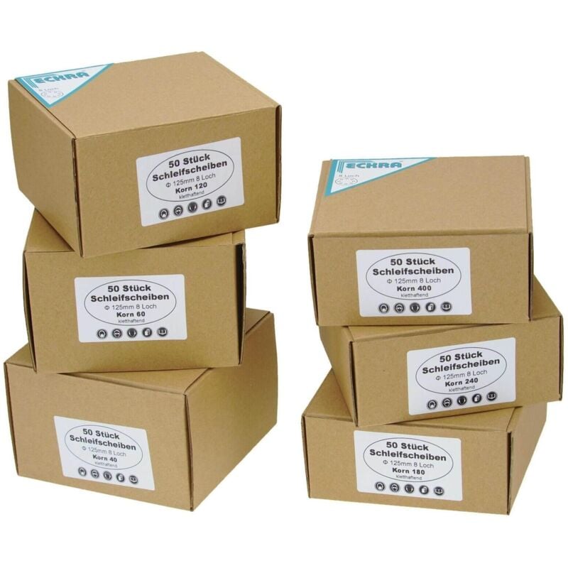 300 Blatt Schleifscheiben Klett 125mm Schleifpapier Korn 40 bis 400 Set