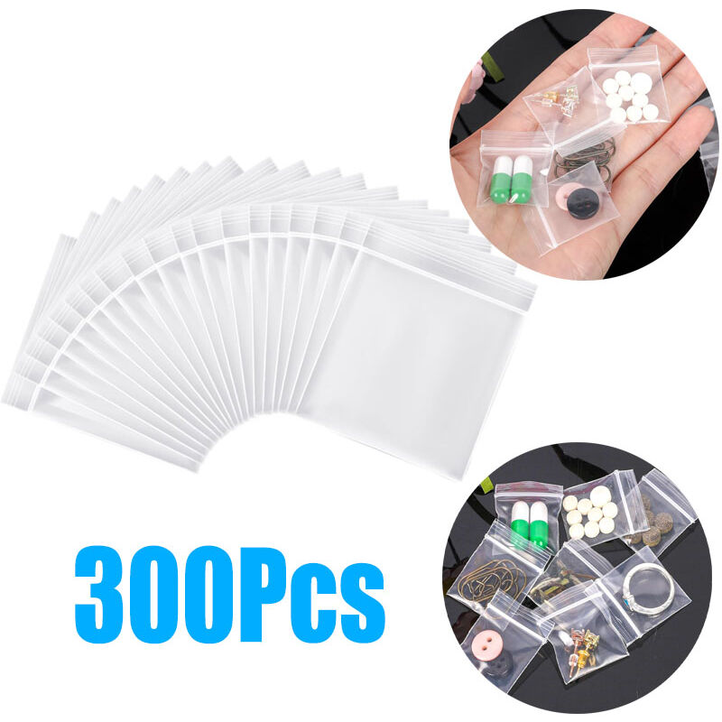 Bluedeer - 300 Stück Mini-Ziplock-Beutel, Kleiner versiegelter Beutel Ziplock-Beutel, Kleine Tasche Plastiktüten, wiederverschließbare