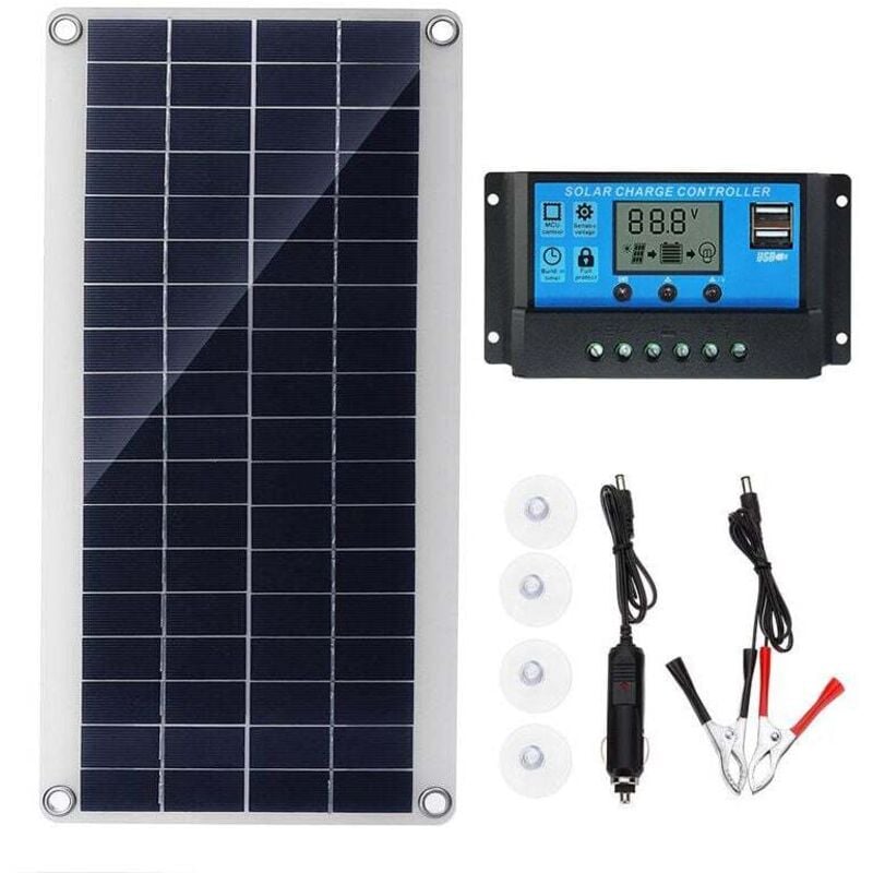 Aiperq - 300 w 12 v Solarpanel-Kit, Solarpanel-Batterieladegerät-Kit mit 20 a Solarladeregler für Wohnmobil-Yacht-Außengartenbeleuchtung
