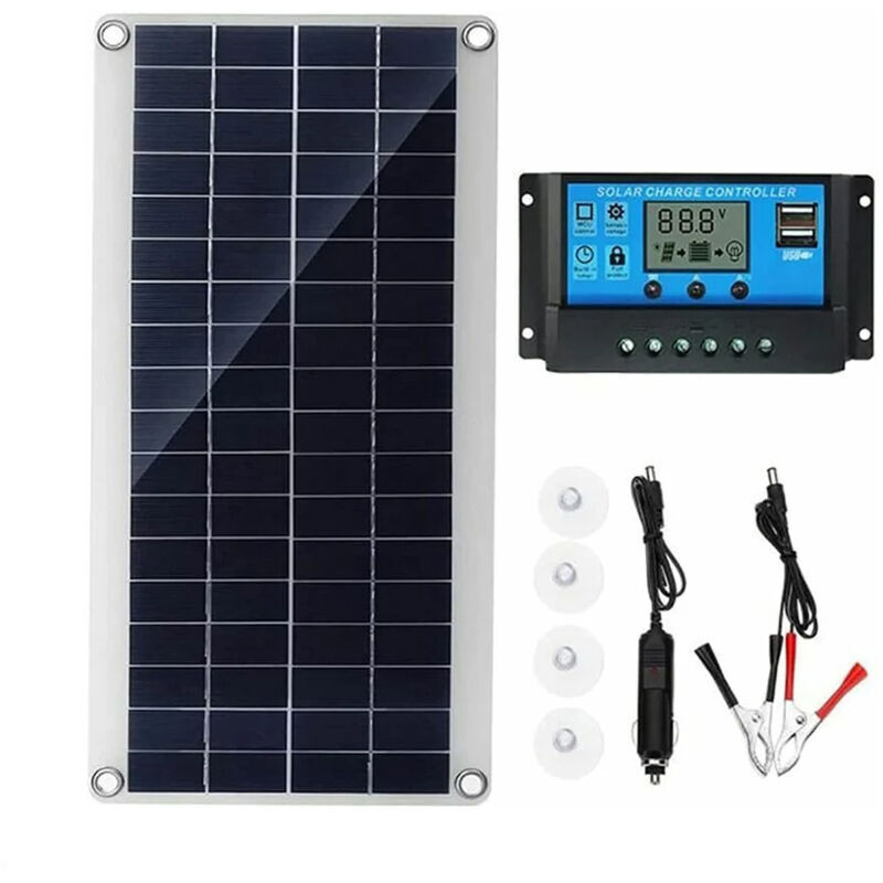 300-W-12-V-Solarpanel-Set, Batterieladegerät-Set mit 20-A-Solarladeregler für Wohnmobile, Yachten, Outdoor-Anwendungen, Gärten und Beleuchtung –