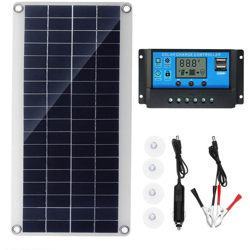 Qiyao - 300 w 12 v Solarpanel, Solarpanel-Kit mit 20 a Solarladeregler für Wohnmobil, Yacht, Außenbereich, Garten, Beleuchtung