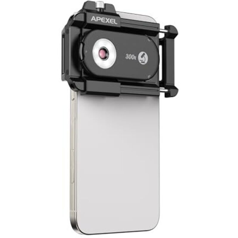300X Handy Mikroskop, Telefonmikroskop mit CPL, 18 LED-Licht, 19 Beleuchtungsmodi, Mikroskop Handy UV-Licht & Universalclip Für Android/iPhone, Ideal