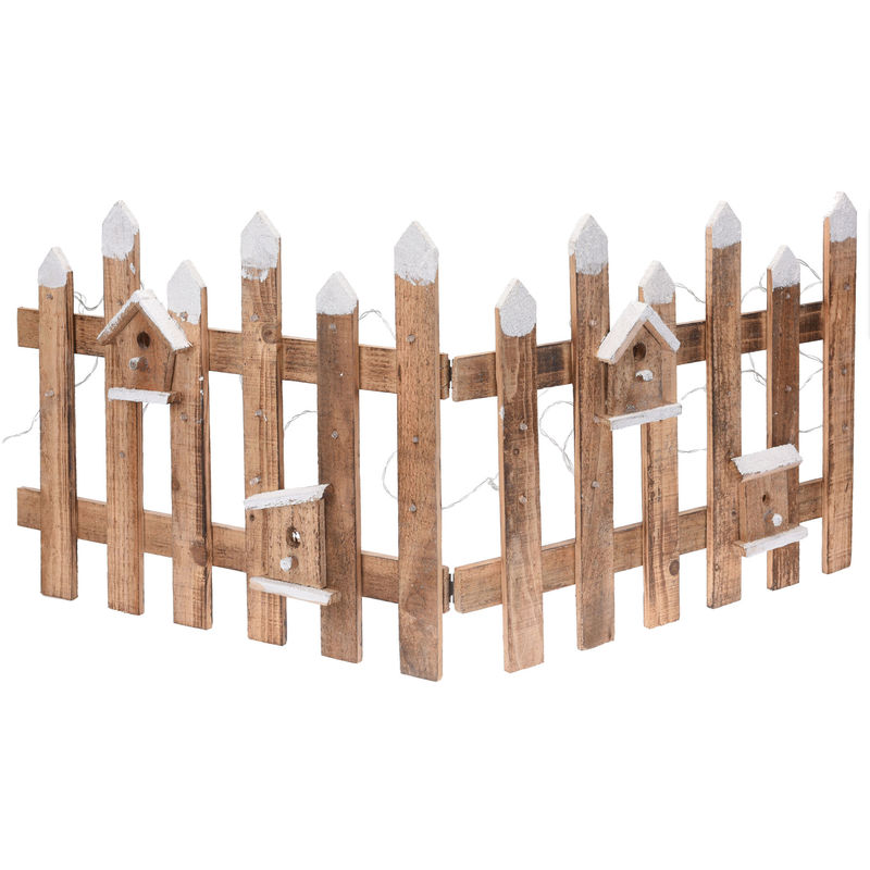 Gartenzaun mit Lichterkette - 100 x 40 cm - Weihnachten Deko Zaun mit 30 LED in warmweiß beleuchtet Batterie betrieben