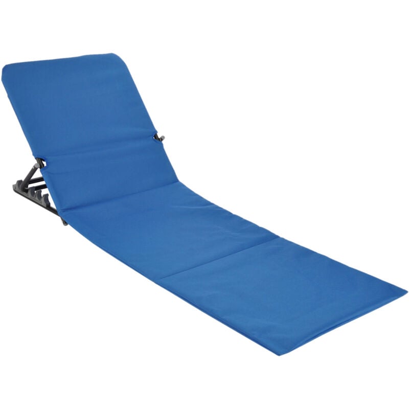 Strandmatte klappbar mit verstellbarer Rückenlehne - blau - Liegematte faltbar mit Tragegurt - Sonnenliege Gartenliege Sonnenmatte Liegematte für