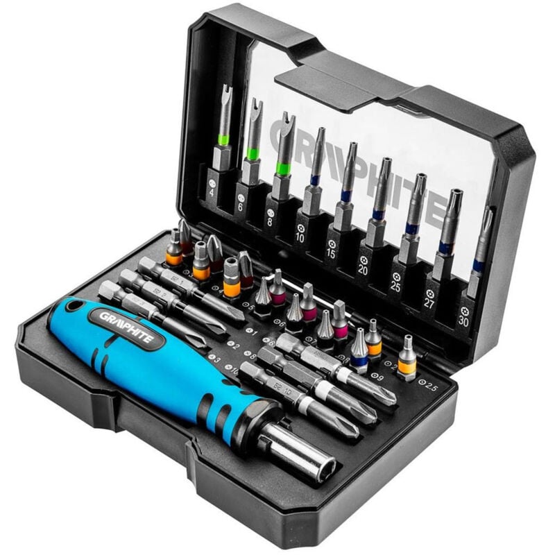 31 tlg. Profi Bit-Schraubendreher-Set S2