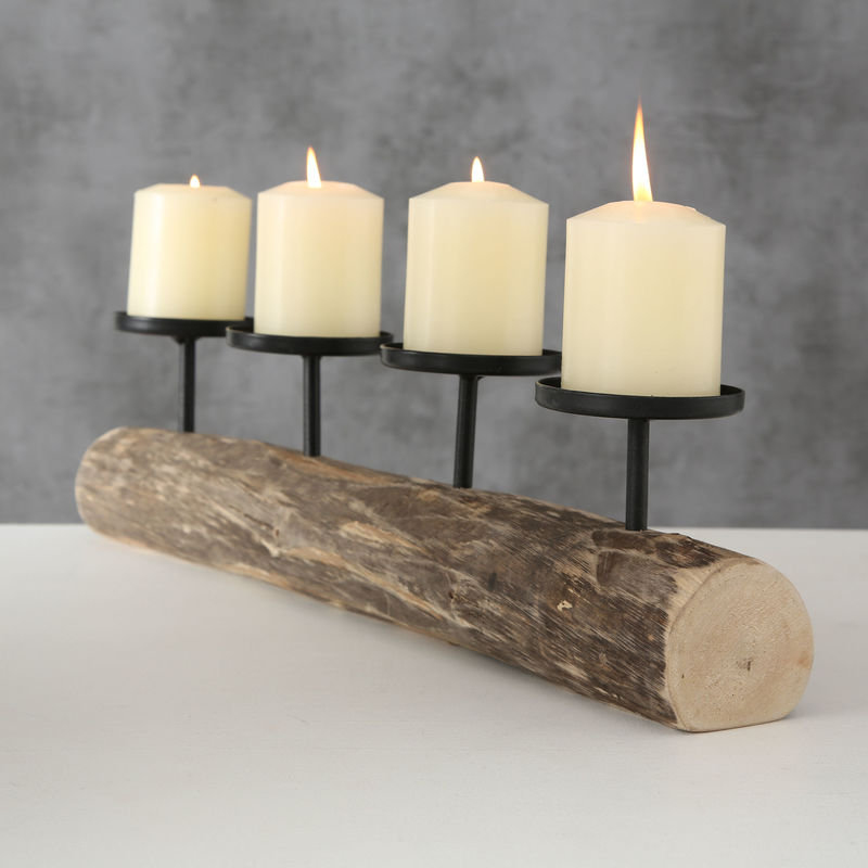 Eukalyptus Kerzenhalter 51 cm - für 4 Kerzen - Holz Kerzen Ständer Adventskranz