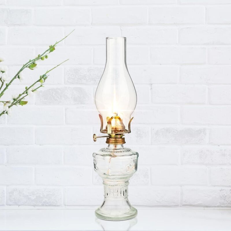 32 cm große Glas-Öllampe, klassische Retro-Glas-Öllampe, dekorative Lampe für Zuhause, großes Fassungsvermögen