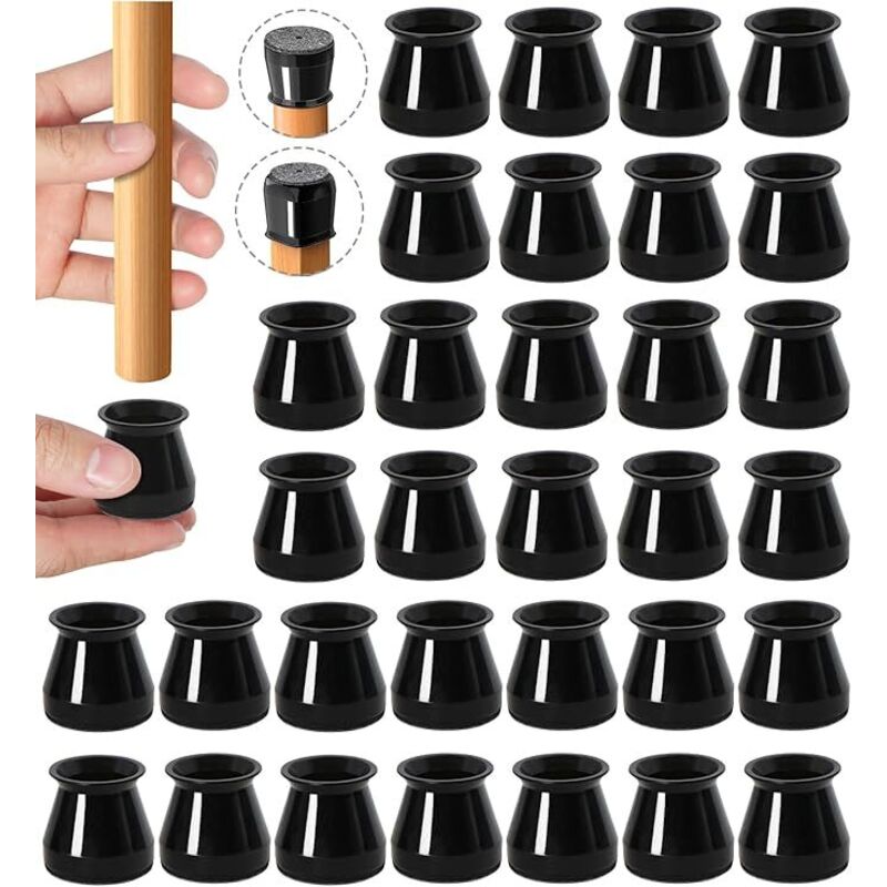 32pcs schwarzer Stuhl Bein Bodenschutz, Barhocker Beinschutz Kappen, Esszimmer Stuhl Beinschutz für Hartholzböden, Stuhl Beinabdeckungen Silikon Filz