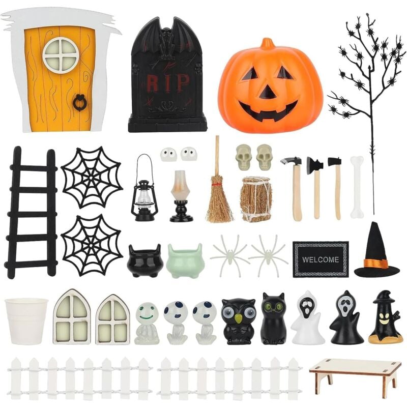 Bluedeer - 35 Stück Halloween Miniatur Puppenhaus,Halloween Puppenhaus Dekoration,Miniatur Puppenhaus Set,Miniatur Puppenhaus Halloween,Spinne