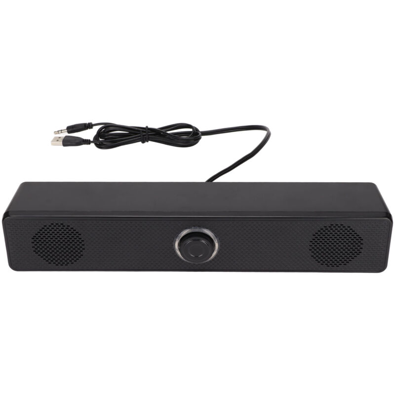 350TS PC-Lautsprecher mit 3,5-mm-Eingang, USB-Stromversorgung und Lautstärkeregelung – Kabelgebundene Soundbar für Desktop-PCs, Laptops und Tablets