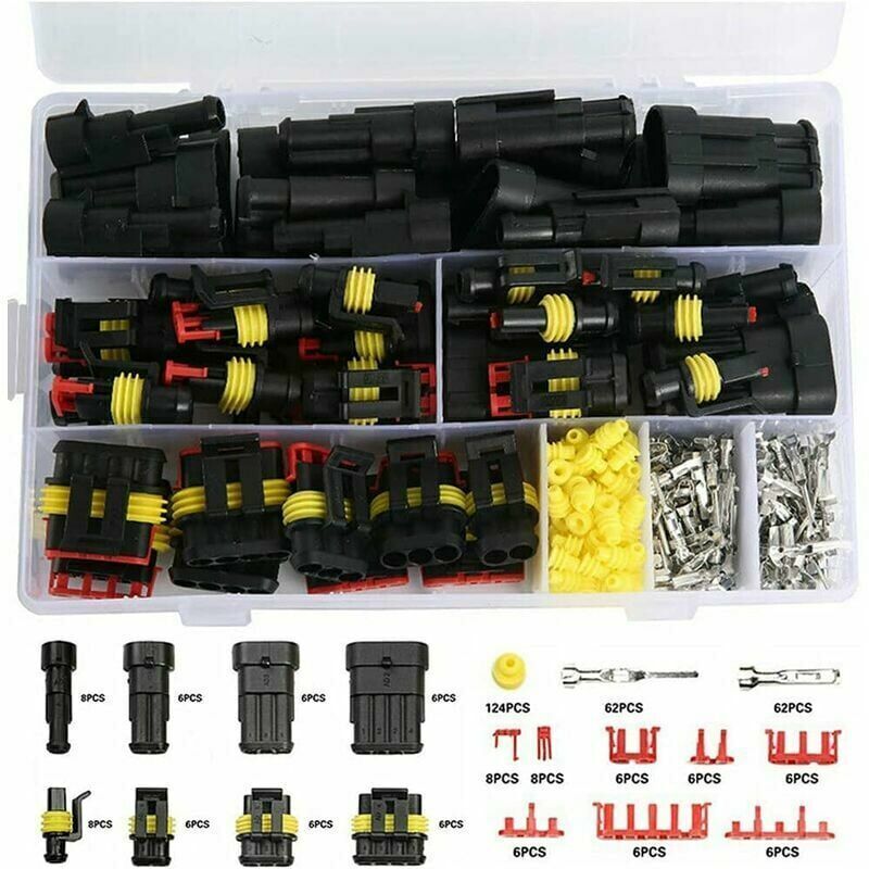 Wasserdichtes Anschlussset, einschließlich 352 Stück 1/2/3/4-poliger wasserdichter Auto-Elektroklemmen, geeignet für Motorräder, Motorroller und