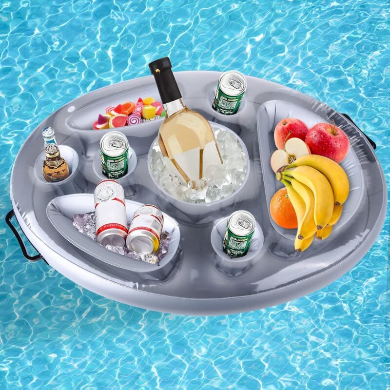 Aufblasbarer, schwimmender Getränkehalter für Bar, Bier, Saft, Obstsalat und Buffet, großes Fassungsvermögen, ideal für Pool, Strand, Poolparty und