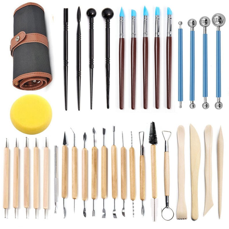 36-teiliges Skulpturenwerkzeug, Töpferwerkzeuge, Keramik-Werkzeug-Sets, Ton-Werkzeug-Sets, Töpfer-Werkzeug-Set mit Aufbewahrungstasche für Skulptur,