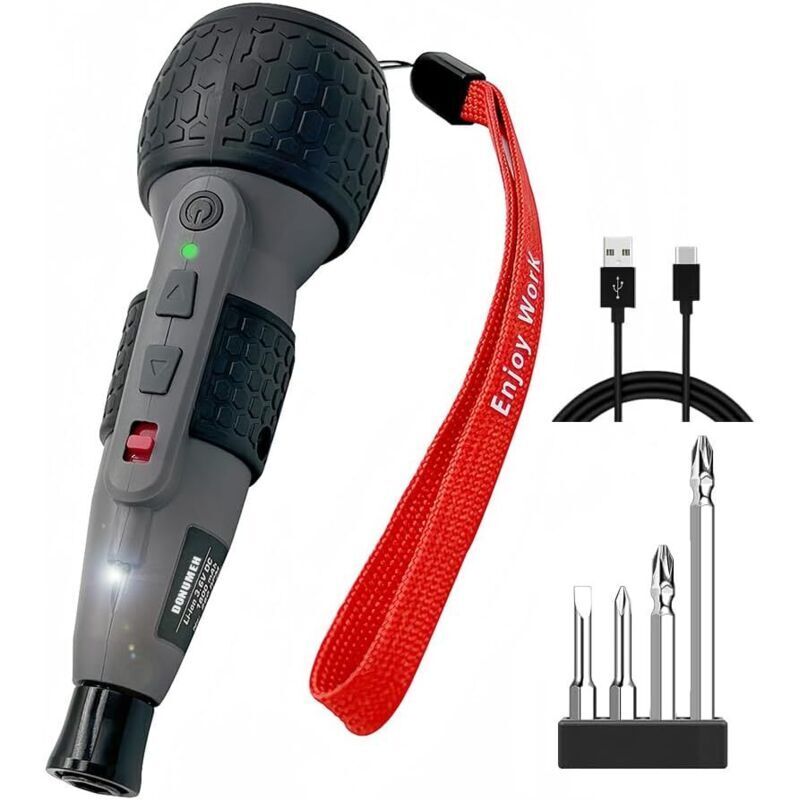 3,6-V-Akkuschrauber – Mini-Bohrschrauber – Wiederaufladbarer Lithium-Akku – Drehmomenteinstellung – Automatische und manuelle LED-Leuchte –