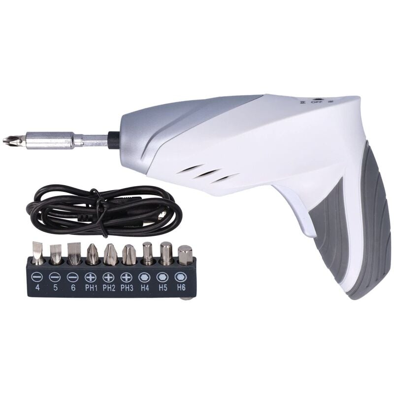 3,6-V-Gleichstrom-Akkuschrauber, wiederaufladbarer Bohrer mit LED-Licht, 6 magnetische Bits, 1,5-Ah-Akku