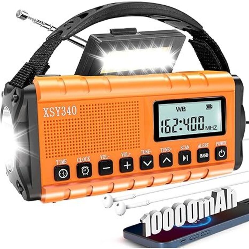 37000mWh Notfall Radio mit NOAA Wetter Alarm Portable Solar Powered Hand Kurbel AM/FM Überleben Digital Display Radio, Wecker Radio, SOS Notfall