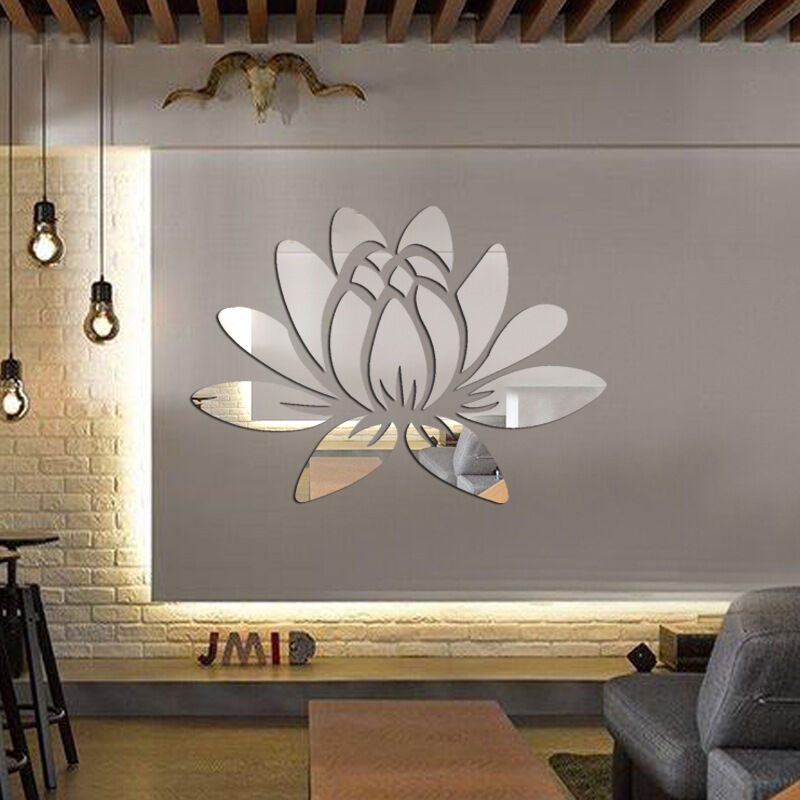 3D-Acryl-Wandtattoo mit Lotusblumen-Motiv, selbstklebend, abnehmbar, umweltfreundlich, für Zuhause, Schlafzimmer, Wohnzimmer, Badezimmer, 34,8 x 24,9