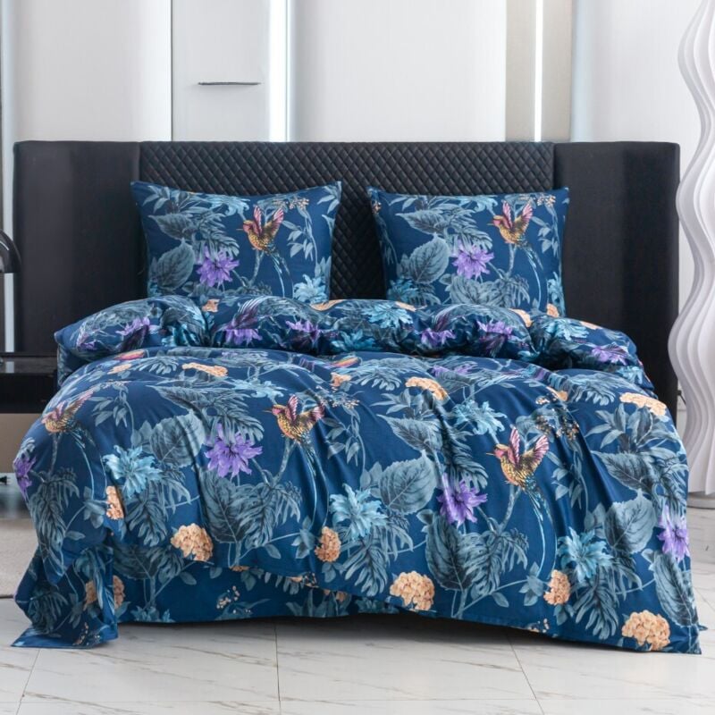 3D-Baumwollbettwäsche 160x200 Kolibri