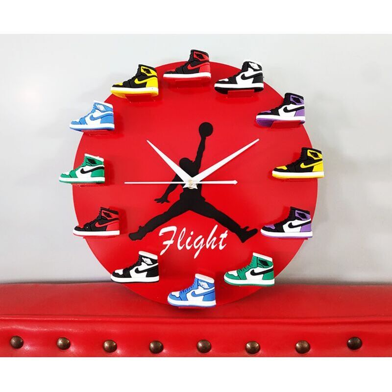 3D Dreidimensionales Schuhmodell Wanduhr Home Office Einrichtung Sport NBA Basketball Basketball, Rot