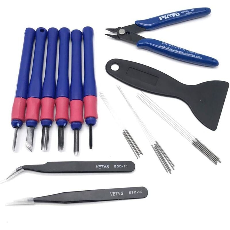 3D-Drucker-Düsenreinigungsset, 0,2–0,4 mm flexibles Nadelreparaturwerkzeug, Schneidzangezum Zupfen Griff