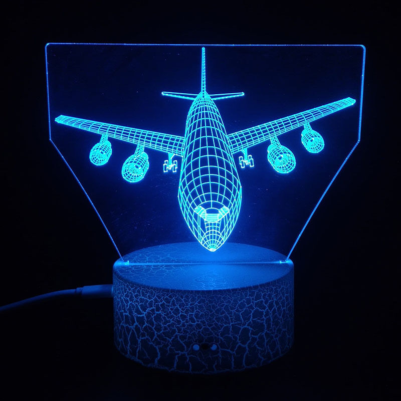 3D-Flugzeug-LED-Lampe, Art-Deco-Lampe, LED-Leuchten, Dekorationslampe, Fernbedienung, 7/16 Farben ändern sich, USB-betrieben, Kindergeschenk,
