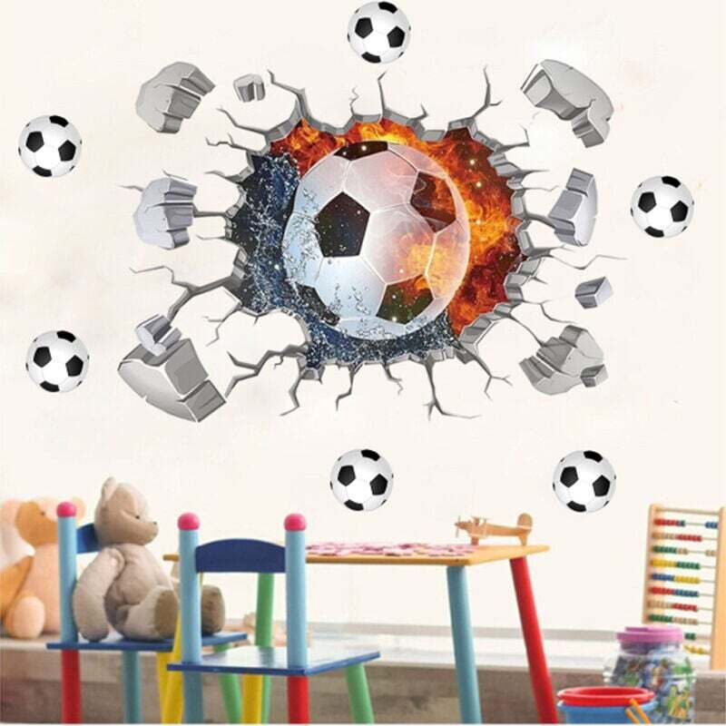 3D-Fußball-Wandtattoos 40x60cm, Fußball-Wandaufkleber aus Vinyl, Fußballposter, 3D-Dekoration, Fußball-Wandaufkleber für Jungenzimmer, Babyzimmer,