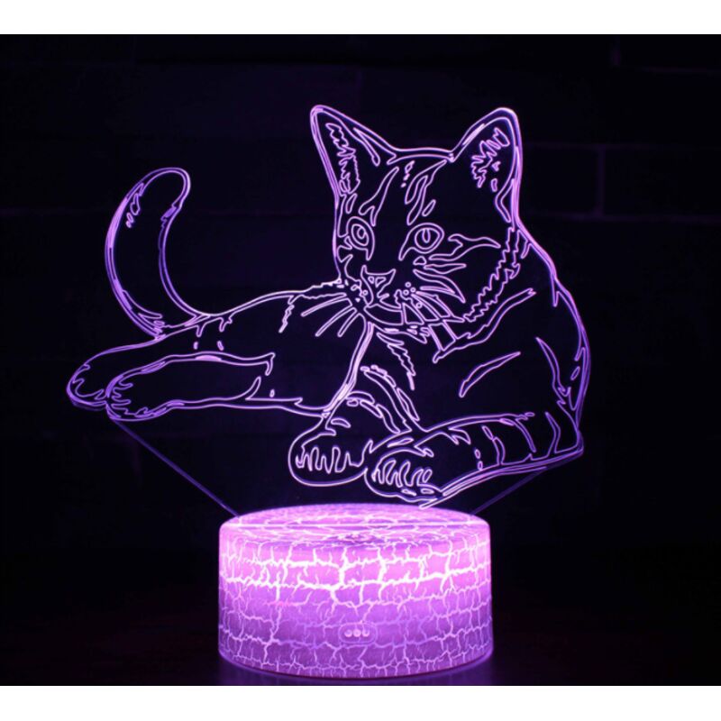 Nachtlicht Katze 3D LED Optische Täuschungslampe Nachtlicht Kinder Nachttisch Schreibtischlampe Geschenke für Mädchen Jungen 16 Farben mit