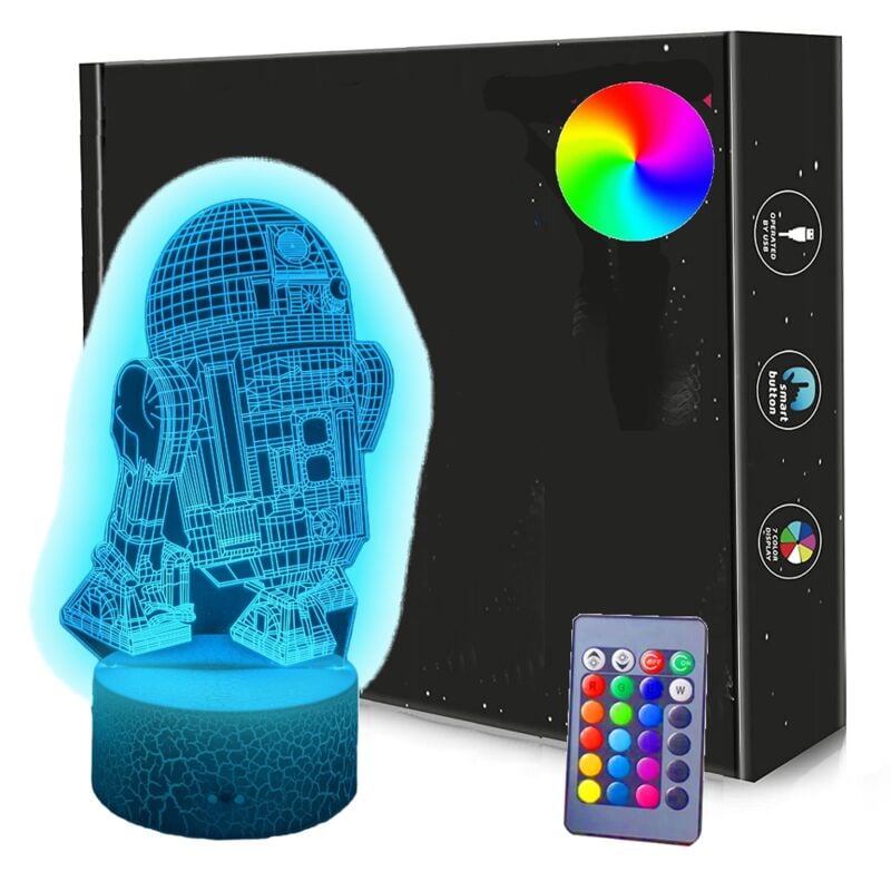 3D-LED-Nachtlampe ROBOT STAR WARS USB / Batterien + RGB-Fernbedienung