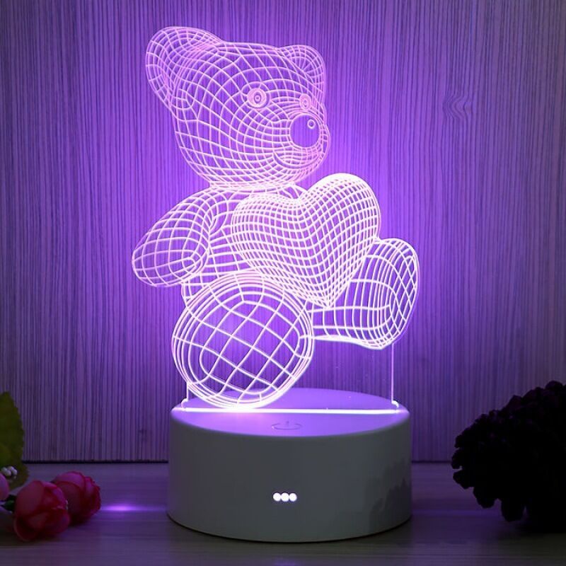 3D-LED-Nachtlichtlampe, Nachtlicht für Kinder, Touch-Lampe, 7 Farbwechsel, Teddybär-Nachtlicht, Weihnachtsgeschenke, Lampen für Schlafzimmerdekor,