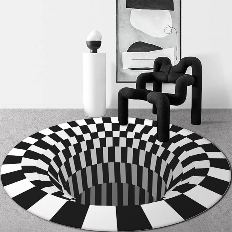 3D runde Form Stereo Vision Fußmatte Schlafzimmer Wohnzimmer Tischmatte Halloween Teppich geeignet für Schlafzimmer, Badezimmer, Weihnachten oder