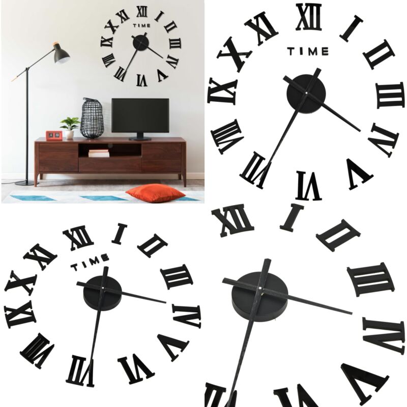3D-Wanduhr Modernes Design Schwarz 100 cm XXL - Wanduhr - Wanduhren - Home & Living