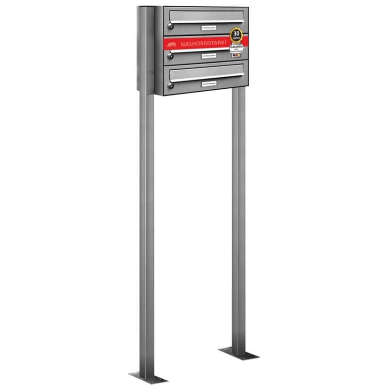 3er Edelstahl Standbriefkasten Anlage Freistehend