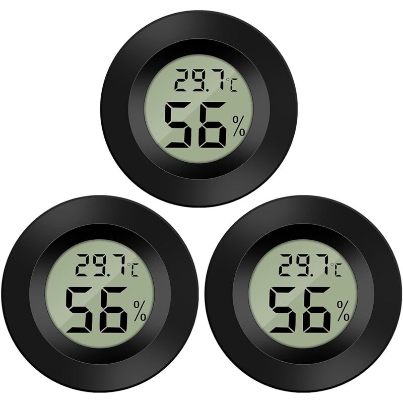 3er-Pack digitales LCD-Hygrometer-Thermometer zur Feuchtigkeitsmessung für Luftbefeuchter, Luftentfeuchter, Gewächshäuser, Keller und Babyzimmer