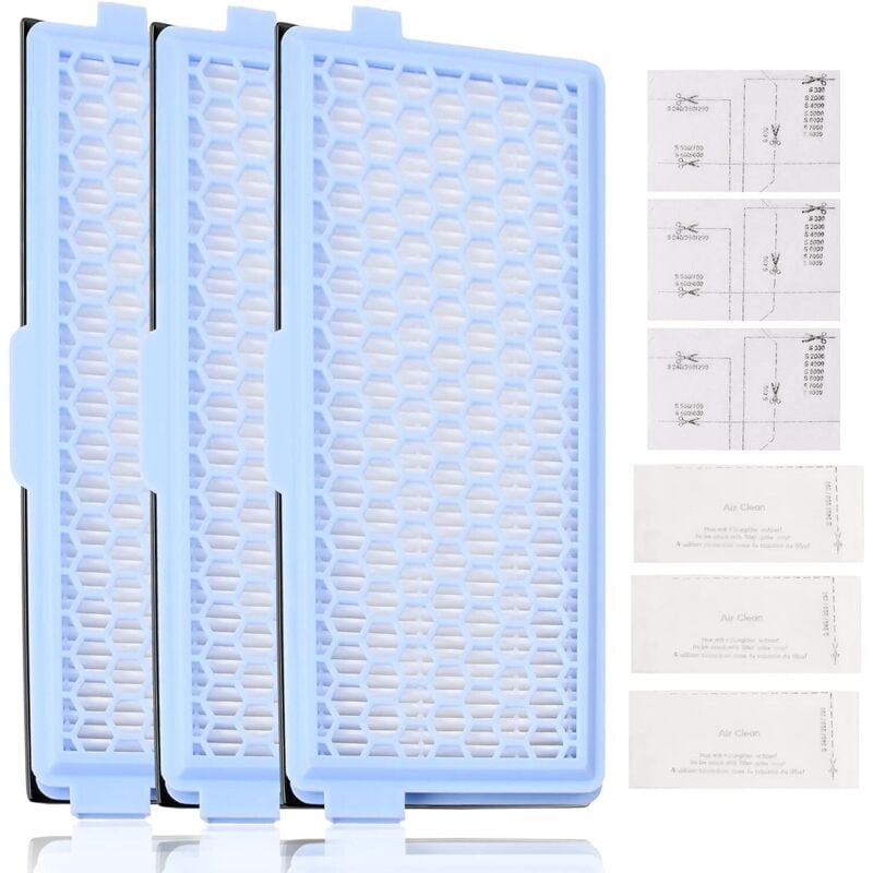 3er-Pack Filter für Miele, inkl. 3 Active AirClean Filter, 3 Motorfilter, Staubsaugerfilter für Miele Complete C2 C3 Compact C1 C2 S4000 S5000 S6000