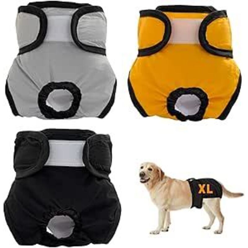 3er-Pack hochsaugfähige Windeln für läufige Hündinnen. Verstellbare Größe - xs