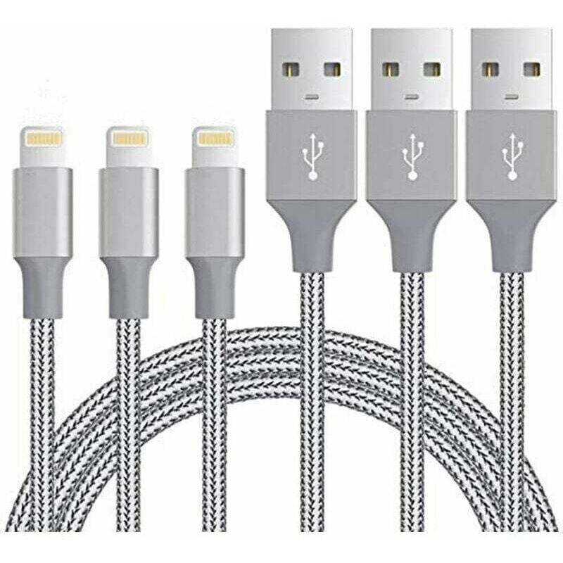 3er-Pack iPhone-Ladekabel 3 Fuß, MFI-zertifiziertes Lightning-Kabel, mit Nylon geflochtenes iPhone-Ladekabel, kompatibel mit iPhone 11 Xs Max XR X 8