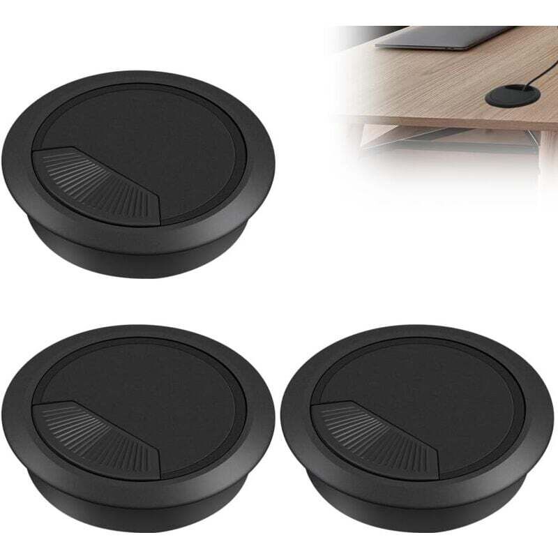3er-Pack Schreibtischdurchführungen, Schreibtisch-Kabeldurchführungen, 60 mm Schreibtisch-Kabelabdeckung, Computer-Schreibtisch-Kabellochabdeckung,