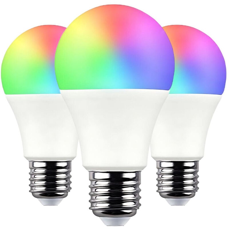 7hsevenon - 3er-Pack Standard Smart WiFi LED-Lampen E27, 10 w, entspricht 60 w, 806 lm, rgbww, dimmbar über Smartphone/App, 25000 h, 7 h, SevenOn