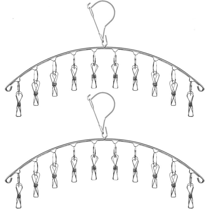 Sockenhalter aus Edelstahl, winddichter Drehhaken für Socken, Unterwäsche, Schuhsohlen, Babykleidung, Handschuhe (2er-Pack)