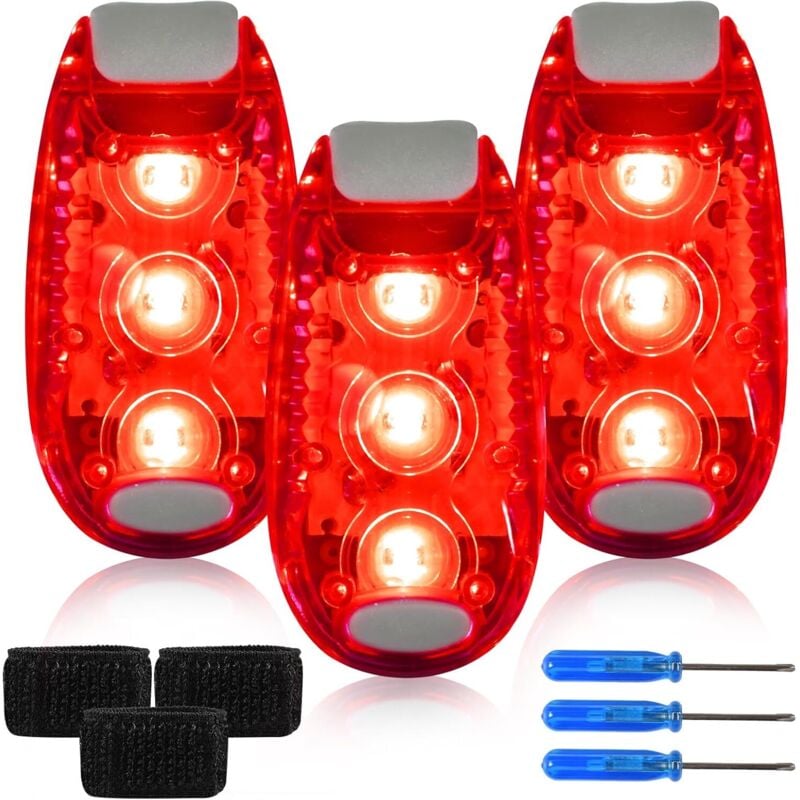 3er Set led Blinkende Schulranzen, Clips inklusive/Lichter zum Laufen, Sicherheitslicht für Kinder - Rucksack - Joggen - Kinderwagen [Energieklasse