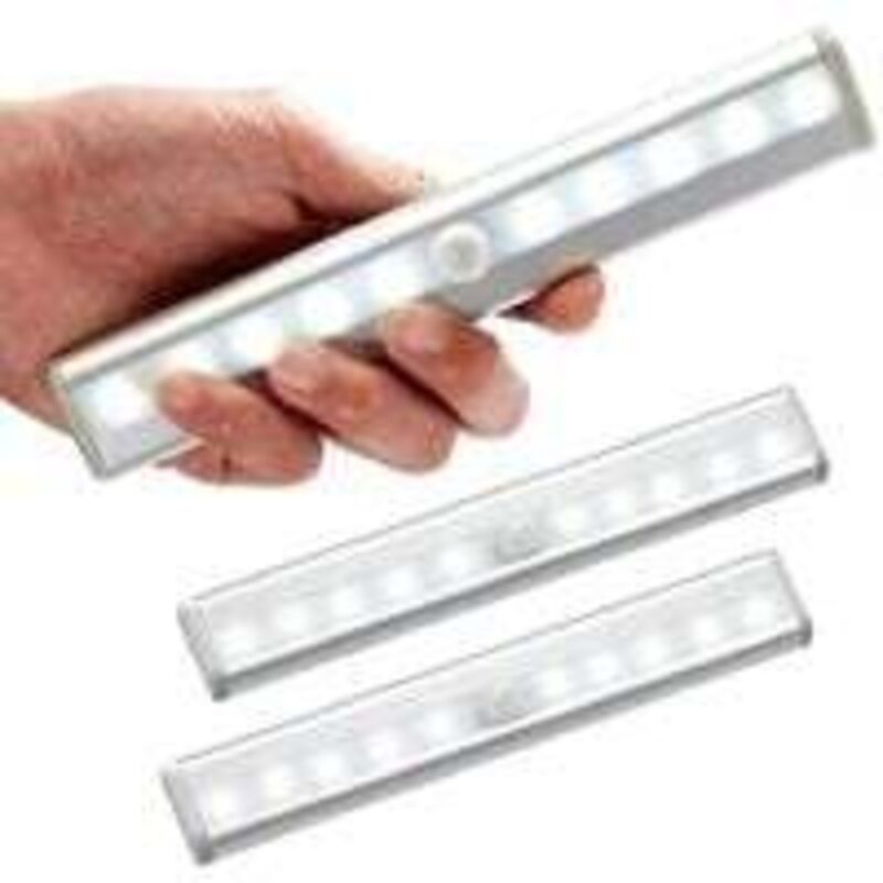 Ersandy - 3er-Set LED-Lampen, Innen-Bewegungsmelder, Schrankleuchte, 10 LEDs, kabelloser Spot, LED-Schranklampe, batteriebetriebene LED-Beleuchtung
