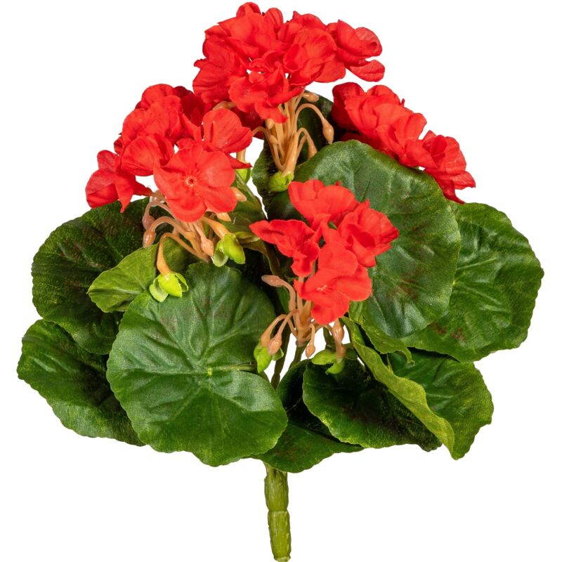 3er Set UV-beständige Minigeranie 24 cm rot mit 5 Blüten – Kunstpflanze für Innen & Außen