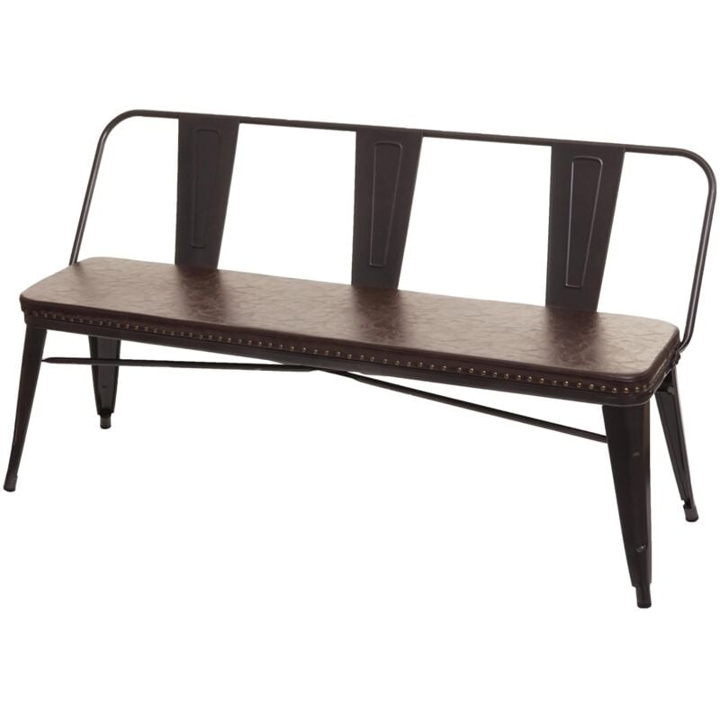 3er Sitzbank HHG 491, Garderobenbank Esszimmerbank, Kunstleder Chesterfield Industrial Gastronomie schwarz-braun