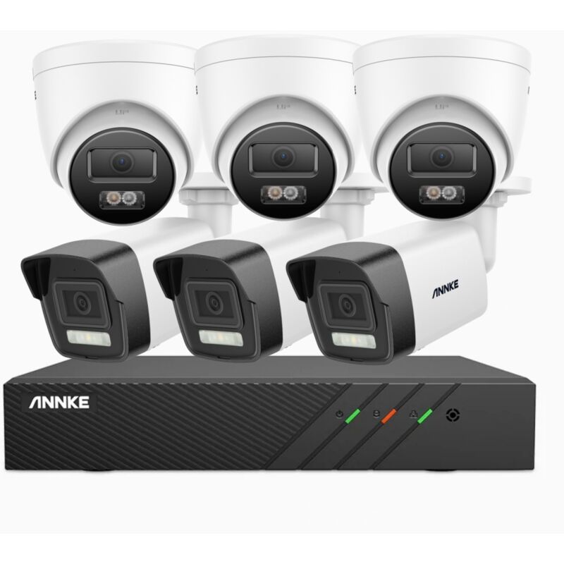 3K Videoüberwachungsset,8 Kanal mit 3 Bullet Kamera und 3 Tower Kamera Farbnachtsicht - Annke