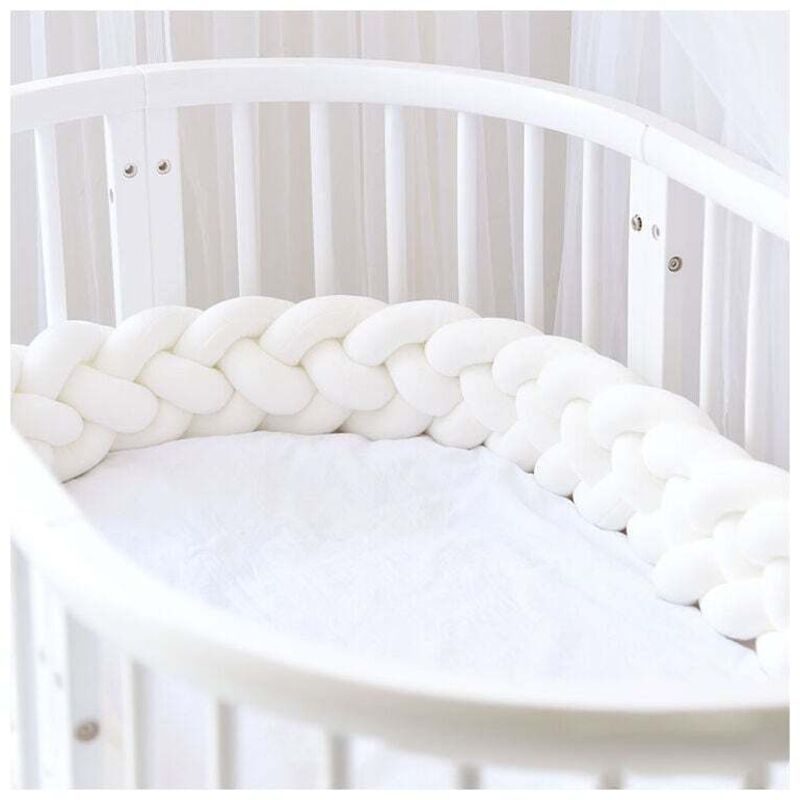 3M 4 Weave Baby Kissen Schlange Braid Bumper Samt Schutz Bett Stoßstange Kindergarten für Neugeborene Bett Zimmer Dekor weiß