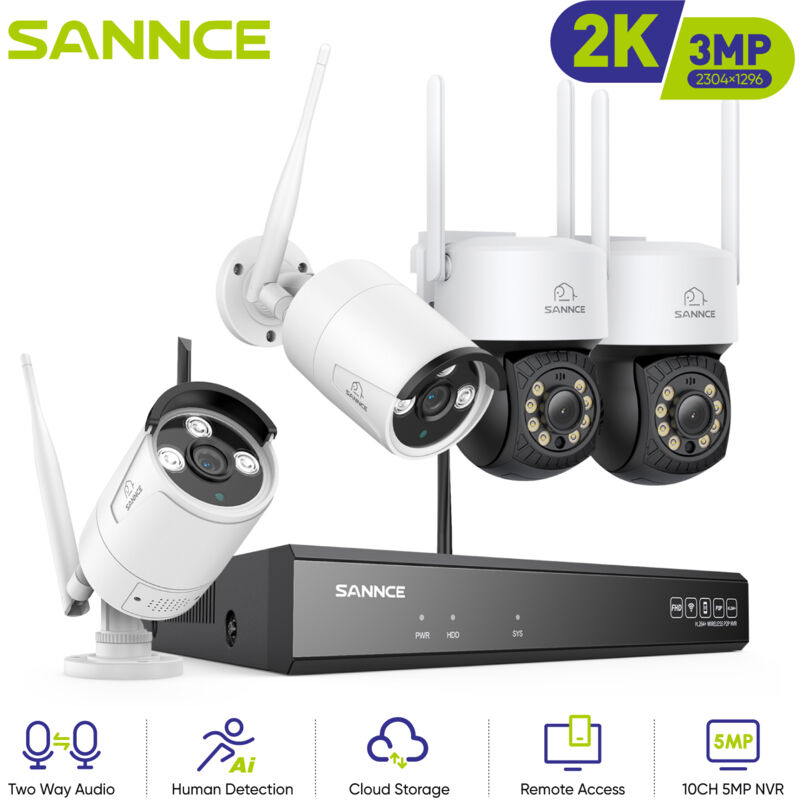 3MP wifi Videoüberwachungssets ir Kamera Nachtsicht Zwei Wege Audio wlan cctv Sicherheit Kamera System - Sannce
