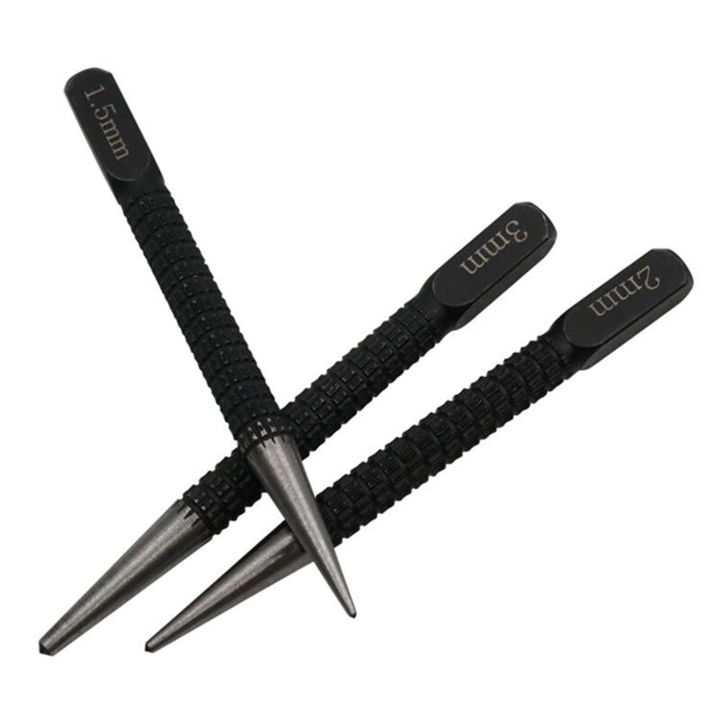 3PC Center Punch Positionierung Bohren Fixer Schwarz Zylindrischen Nagel Pin Werkzeug Zubehör 1,5mm/2mm/3mm